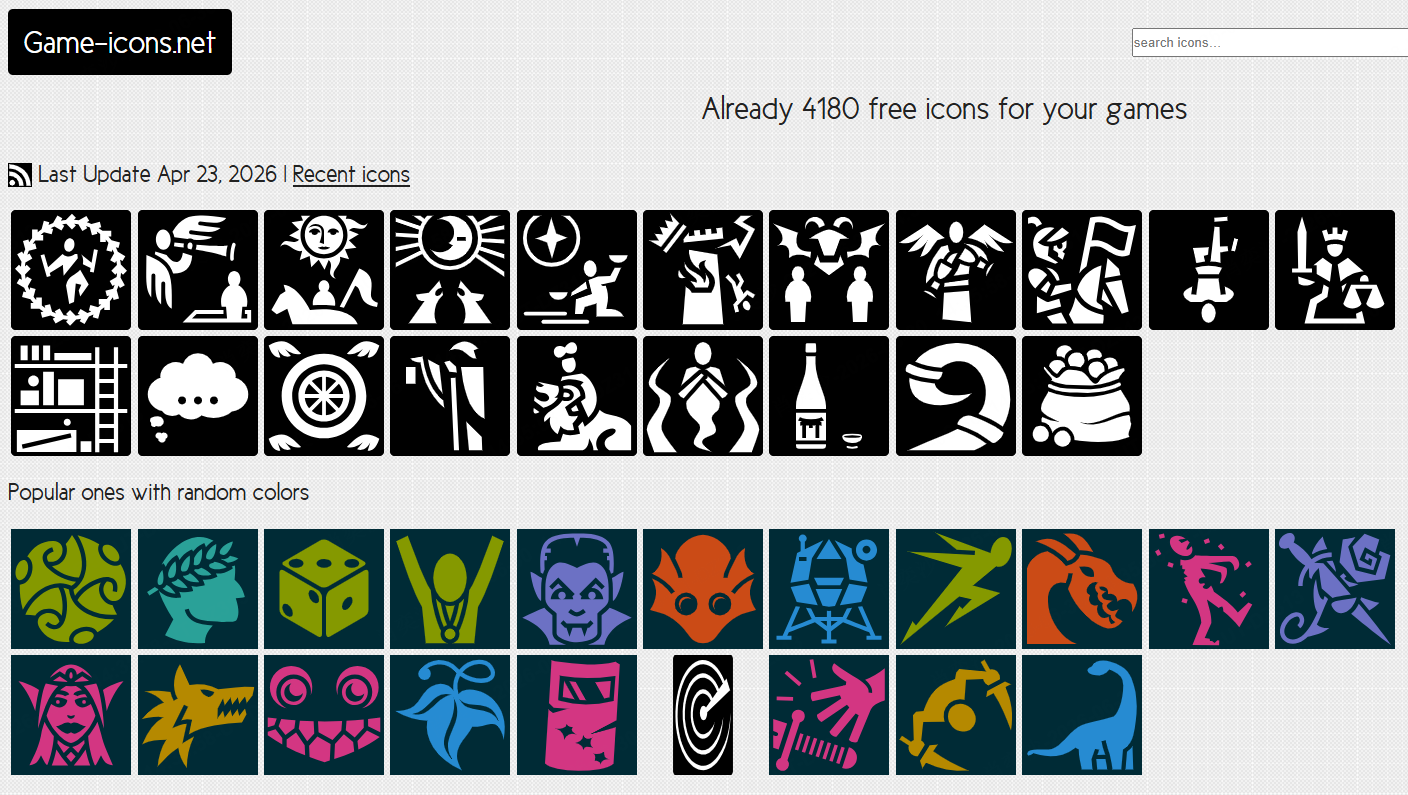 website for game asset Game-icons.net