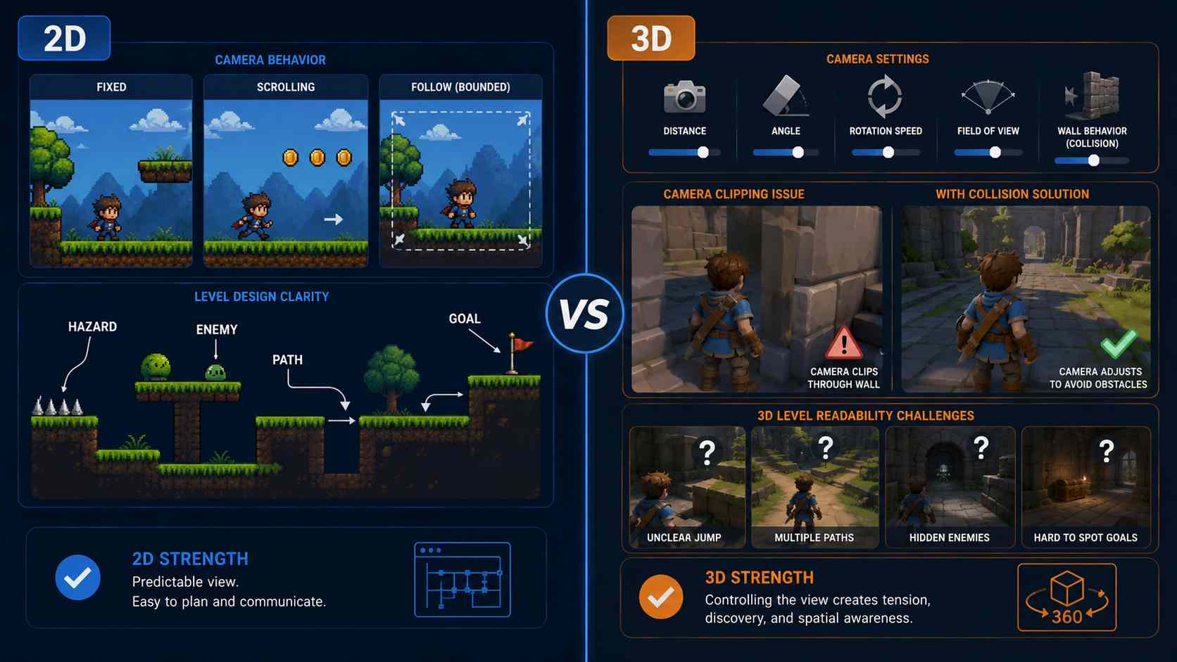 Camera of 2D vs 3D games