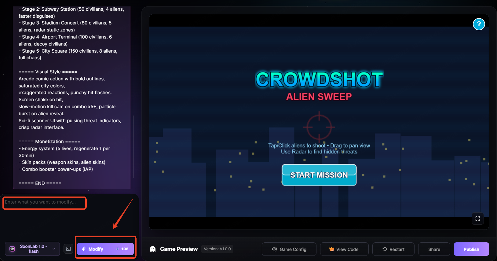 edit web game on SoonLab