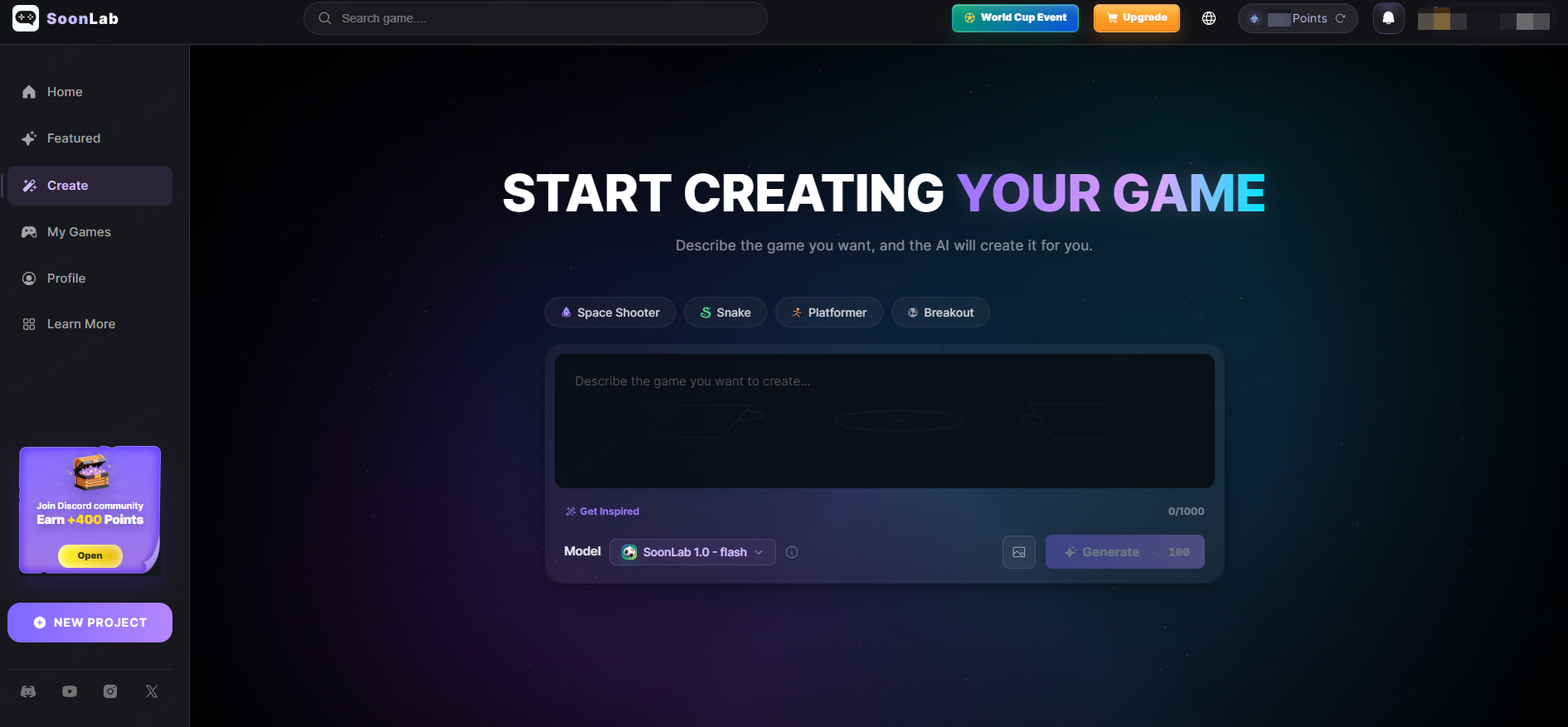 SoonLab create page