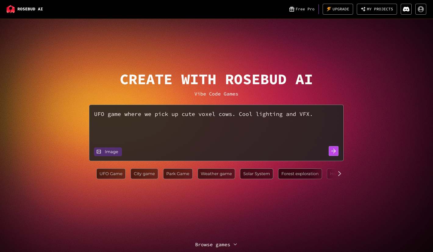 GDevelop alternative Rosebud AI
