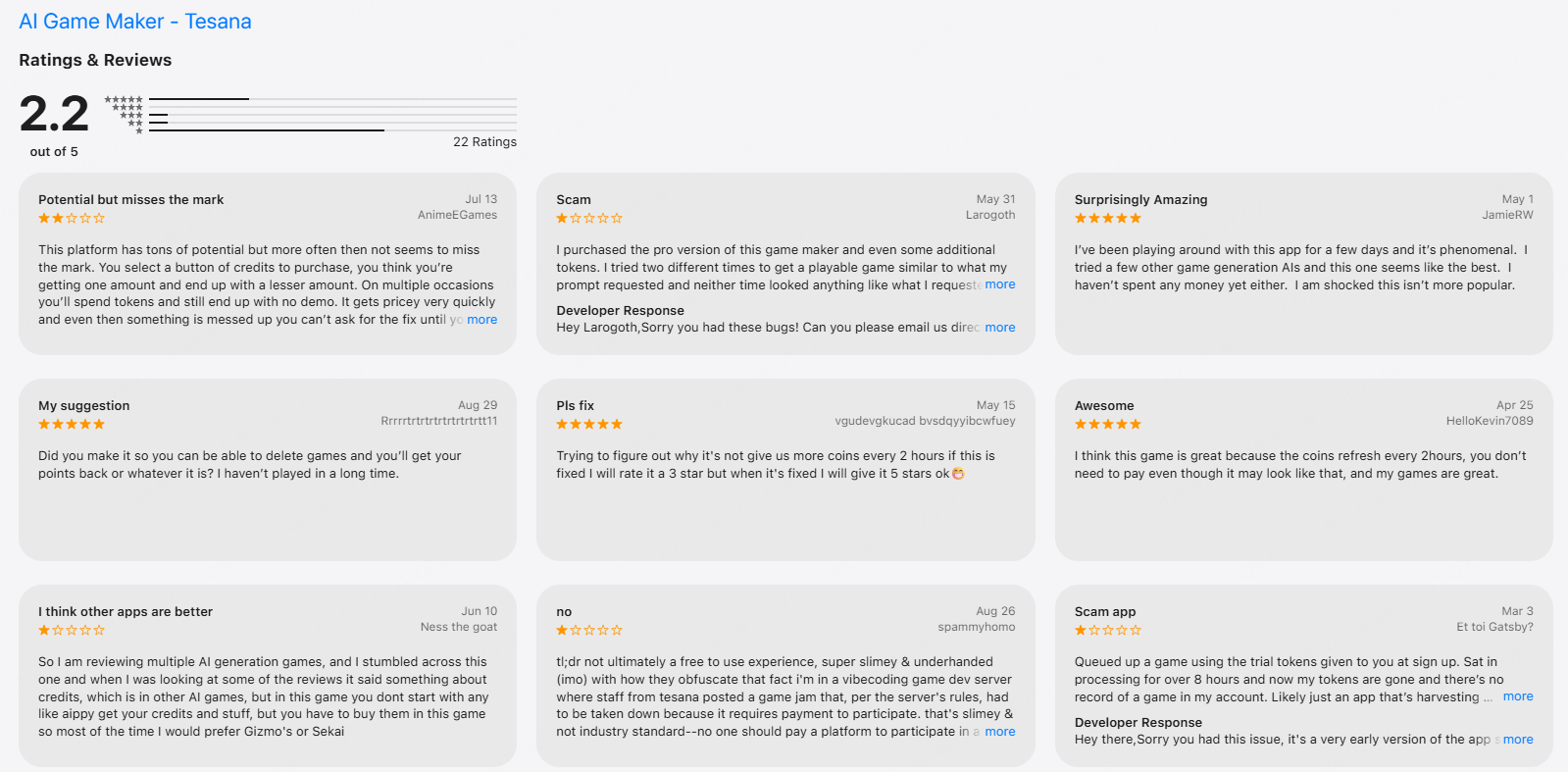 Tesana AI reviews on App Store