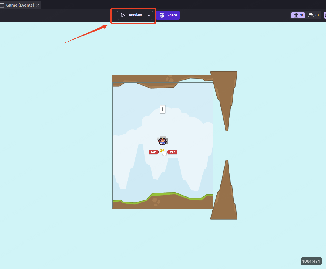 preview your game on GDevelop