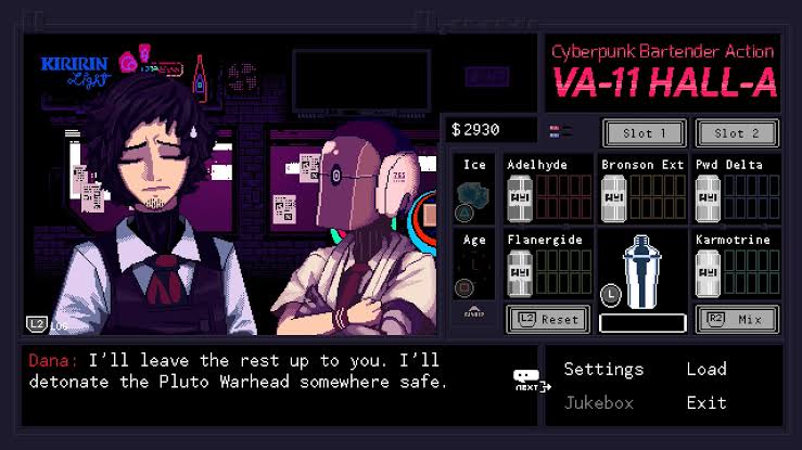 visual novel game VA-11 Hall-A