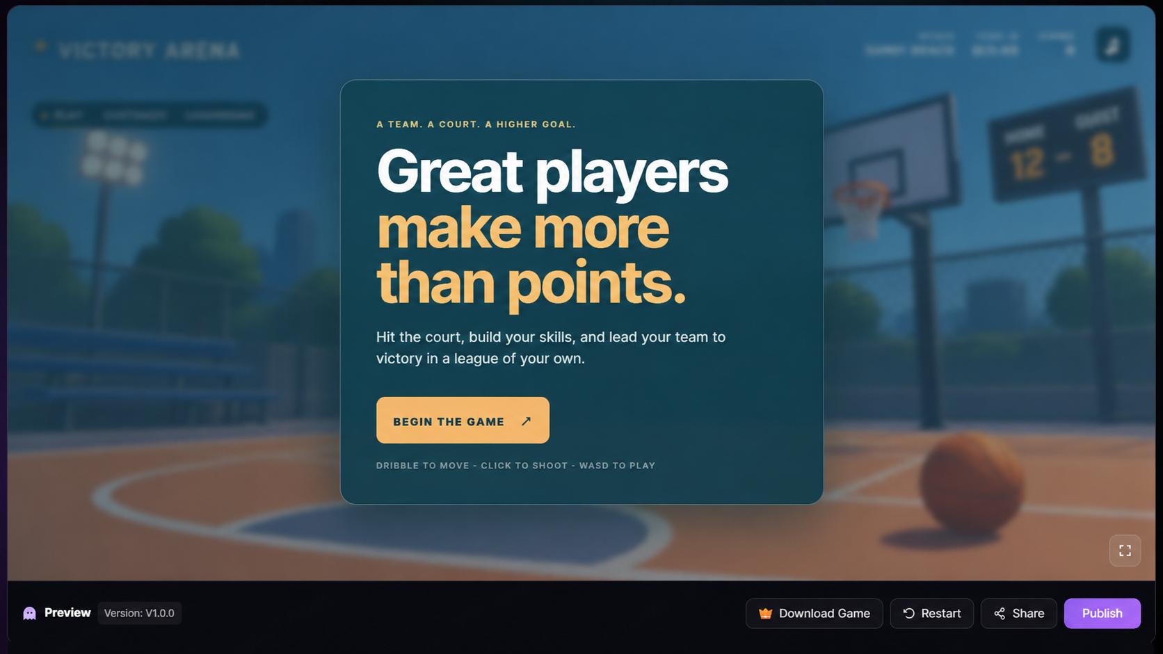 generate and play your sports video game on SoonLab