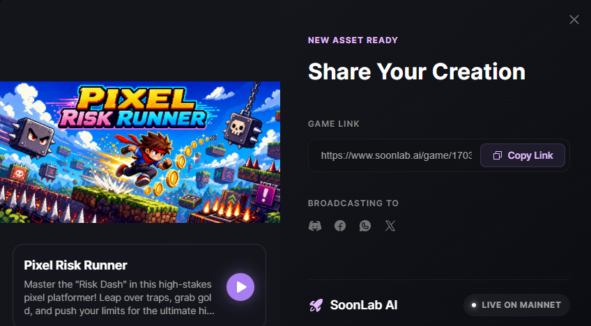 share your AI game on SoonLab