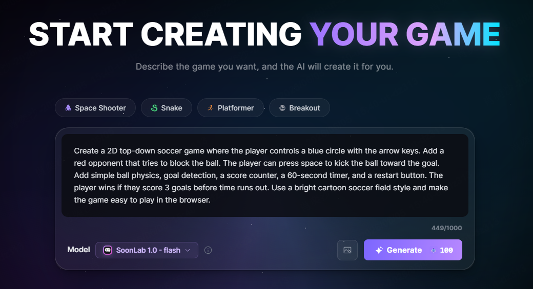 make soccer games using SoonLab