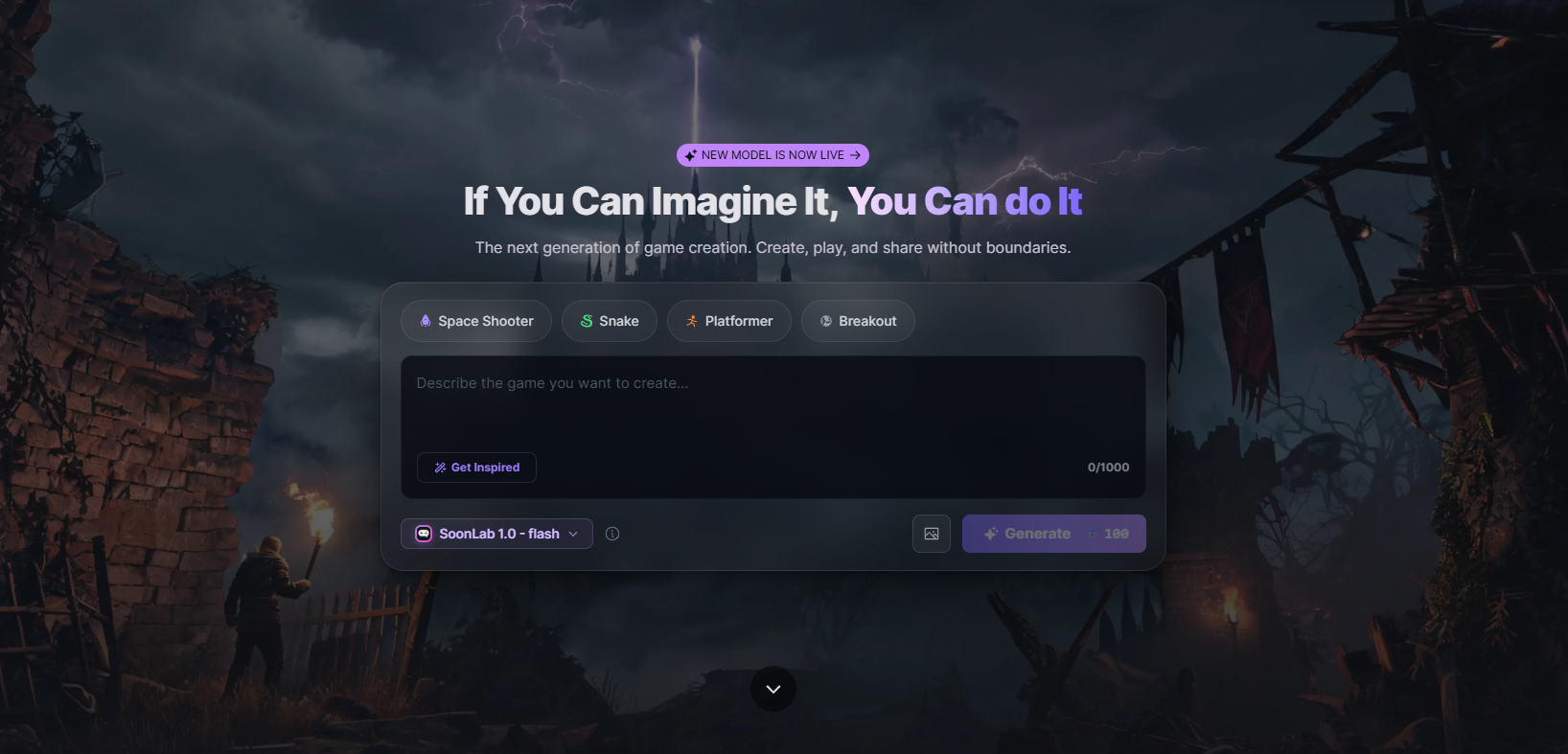game creator SoonLab create page