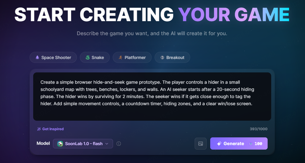 enter your final prompts on SoonLab