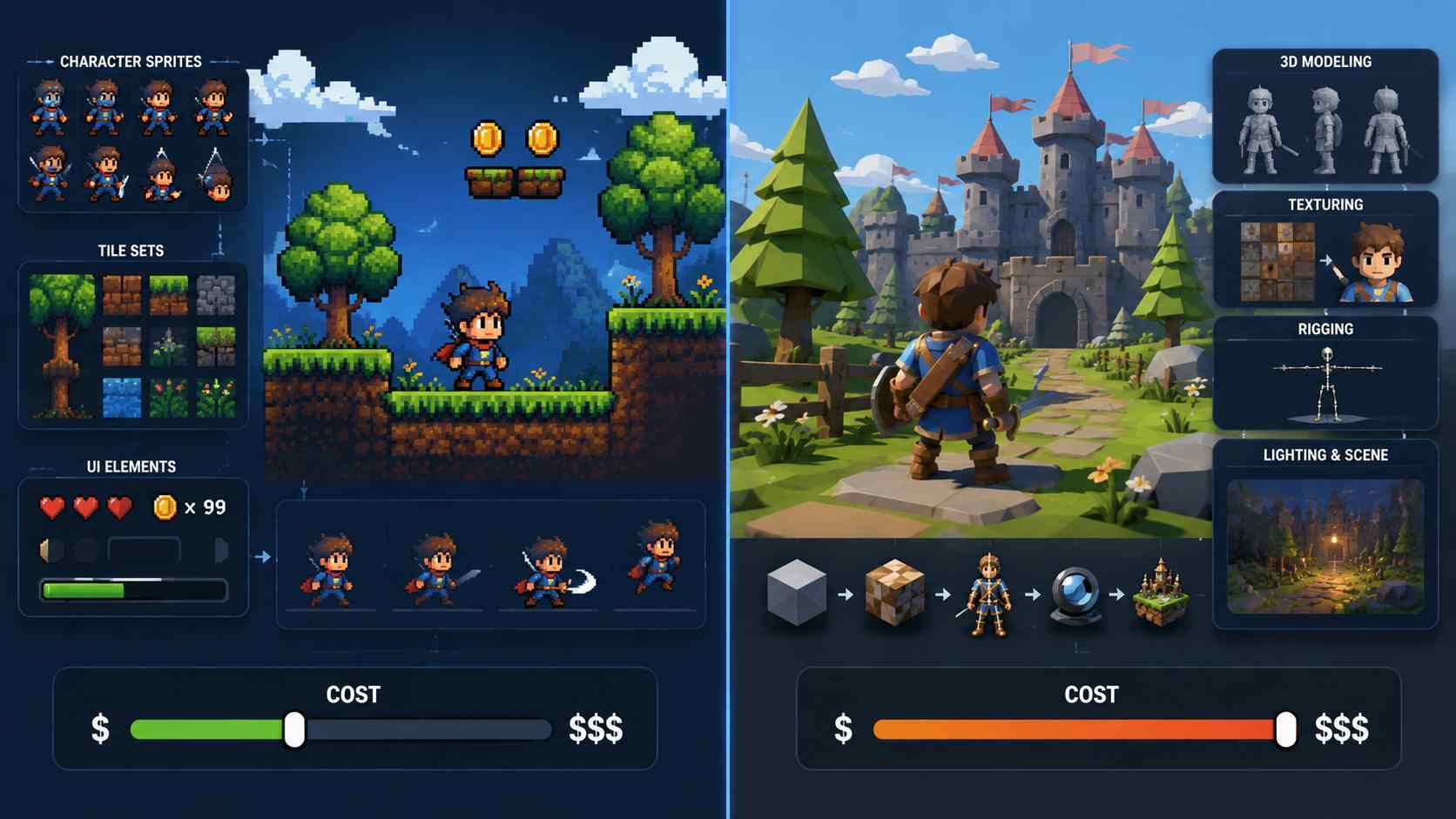Art of 2D vs 3D games