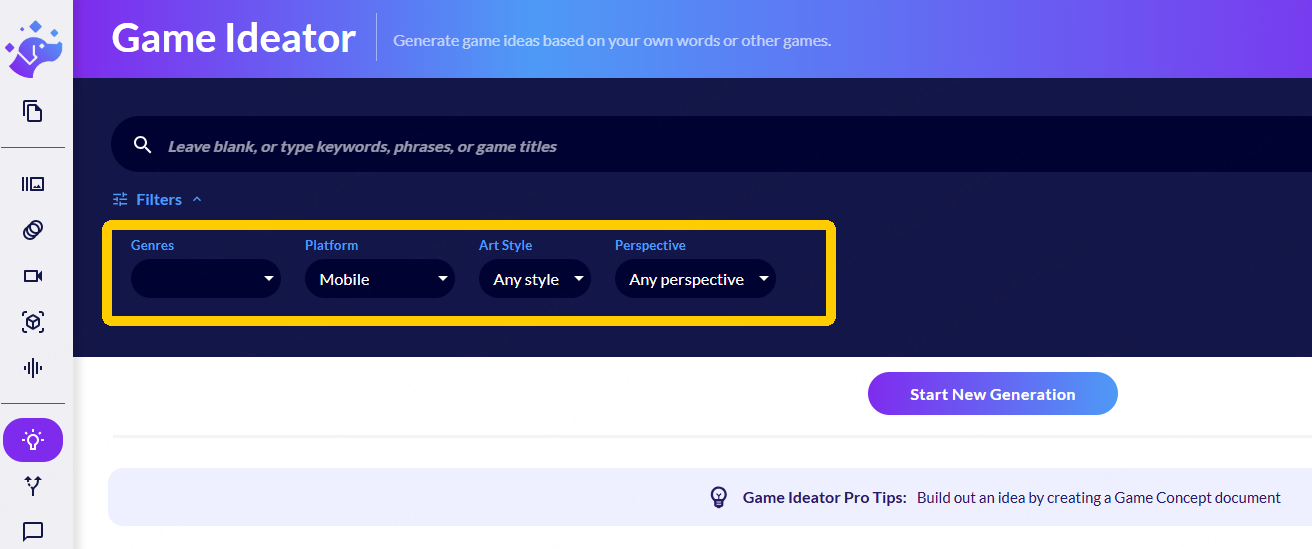 Ludo AI feature Game Ideator