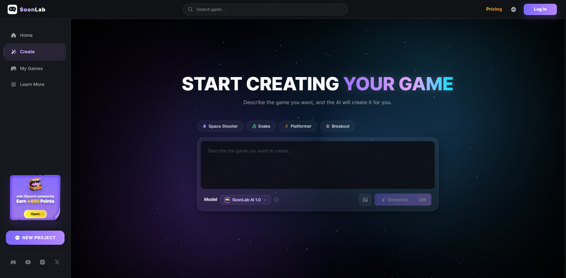 SoonLab create page